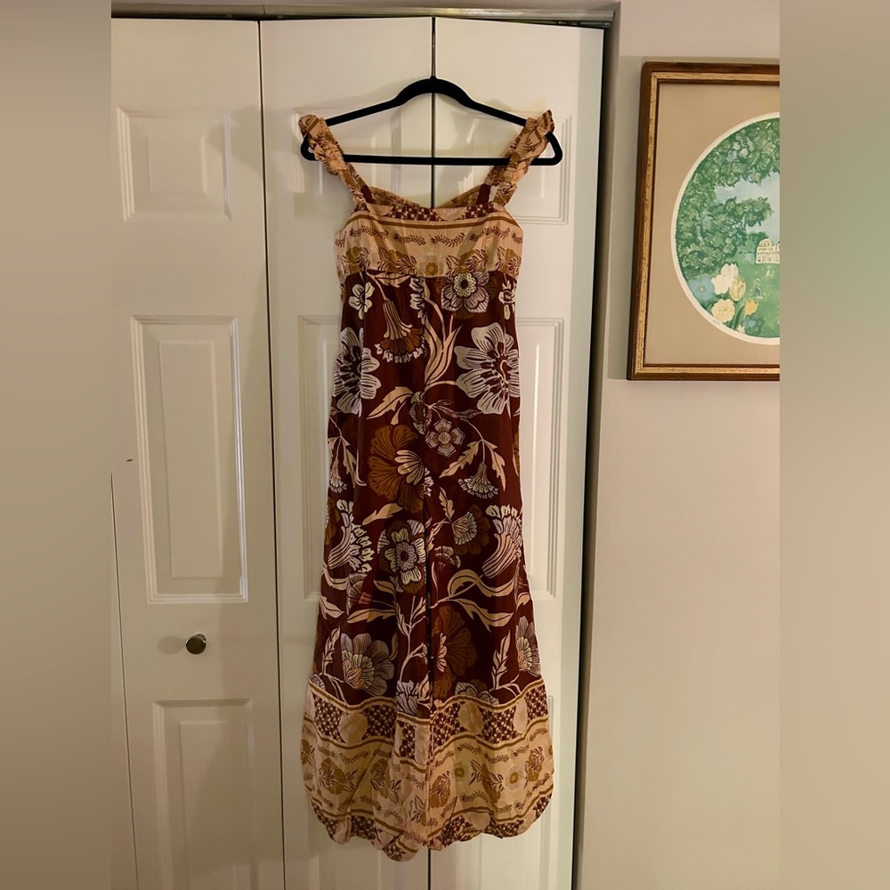 Free People Women's Bali Albright Floral Cotton Jumpsuit, Coffee Combo
